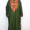 Kashmiri Pheran in Dark Green Cashmilon Wool with Aari Embroidery | Ayesha