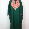 Green Kashmiri Pheran In Cashmilon wool With Aari Embroidery | Ulfat