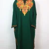 Green Kashmiri Pheran In Cashmilon wool With Aari Embroidery | Alishba
