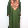 Kashmiri Pheran with Aari Embroidery in Dark Green Cashmilon Wool | Ayesha