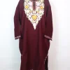 Ayla Kashmiri Pheran In Maroon Cashmilon wool With Aari Embroidery
