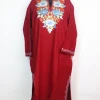 Maroon Kashmiri Pheran with Aari Embroidery in Cashmilon Wool | Ayesha