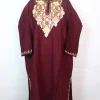 Samaira Kashmiri Pheran In Cashmilon wool With Aari Embroidery | Maroon