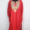 Kashmiri Pheran Ayesha in Red Cashmilon Wool with Aari Embroidery