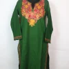 Minaal Kashmiri Pheran In Cashmilon wool With Aari Embroidery | Green