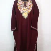 Kashmiri Pheran In Maroon Cashmilon wool With Aari Embroidery | Maliha