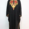 Black Kashmiri Pheran in Cashmilon Wool with Aari Embroidery | Ayesha