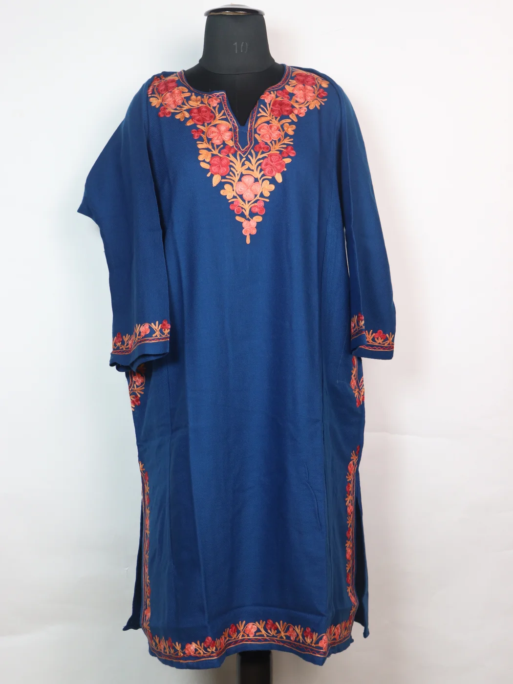 Insha Kashmiri Pheran In Cashmilon wool With Aari Embroidery | Blue