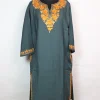 Grey Kashmiri Pheran In Cashmilon wool With Aari Embroidery | Insha