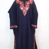 Kashmiri Pheran In Cashmilon wool With Aari Embroidery | Navy Blue | Insha