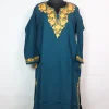 Kashmiri Pheran In Cashmilon wool With Aari Embroidery | Teal Blue | Insha