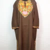 Kashmiri Pheran In Brown Count Wool With Aari Embroidery | Shafaq