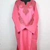Mirza Kashmiri Pheran In Pink Raffal Wool With Hand Sozni Embroidery