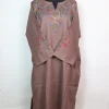 Kashmiri Pheran In Raffal Wool With Hand Sozni Embroidery | Beige | Mirza