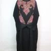 Black Kashmiri Pheran In Raffal Wool With Hand Sozni Embroidery | Mirza