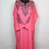 Mirza Kashmiri Pheran In Raffal Wool With Hand Sozni Embroidery | Pink