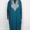Asma Kashmiri Pheran In Raffal Wool With Hand Aari Embroidery | Teal Blue