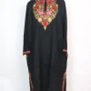Asma Kashmiri Pheran In Raffal Wool With Hand Aari Embroidery | Black