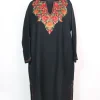 Kashmiri Pheran Asma In Raffal Wool With Hand Aari Embroidery | Black
