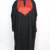 Black Kashmiri Pheran In Raffal Wool With Hand Aari Embroidery | Asma