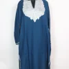Kashmiri Pheran In Blue Raffal Wool With Hand Aari Embroidery |  Asma
