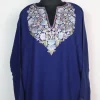 Blue Kashmiri Pheran In Raffal Wool With Hand Aari Embroidery | Asma