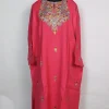 Asma Kashmiri Pheran In Raffal Wool With Hand Aari Embroidery | Pink