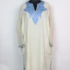Asma Kashmiri Pheran In Raffal Wool With Hand Aari Embroidery | White