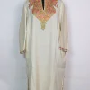 Kashmiri Pheran Asma With Hand Aari Embroidery In Raffal Wool  | White