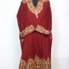 Maroon Kashmiri Pheran In Cashmilon With Aari Embroidery  | Isha