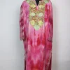 Tie Dye Kashmiri Pheran With Aari Embroidery in Pink Cashmilon  | Isha