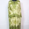 Tie Dye Kashmiri Pheran in Light Green  Cashmilon With Aari Embroidery | Isha