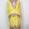 Yellow Kashmiri Pheran Isha in Tie Dye Cashmilon With Aari Embroidery