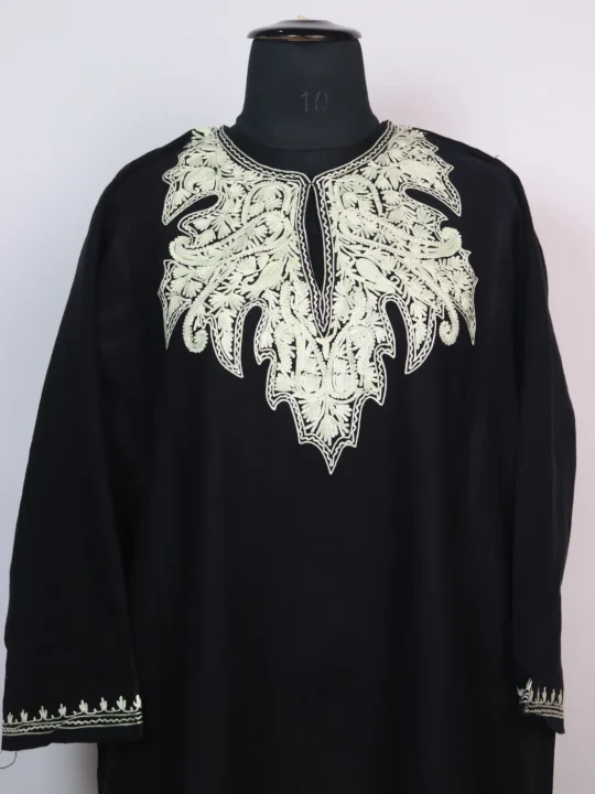 Kashmiri Pheran Insha In Black Cashmilon With Aari Embroidery - Image 2