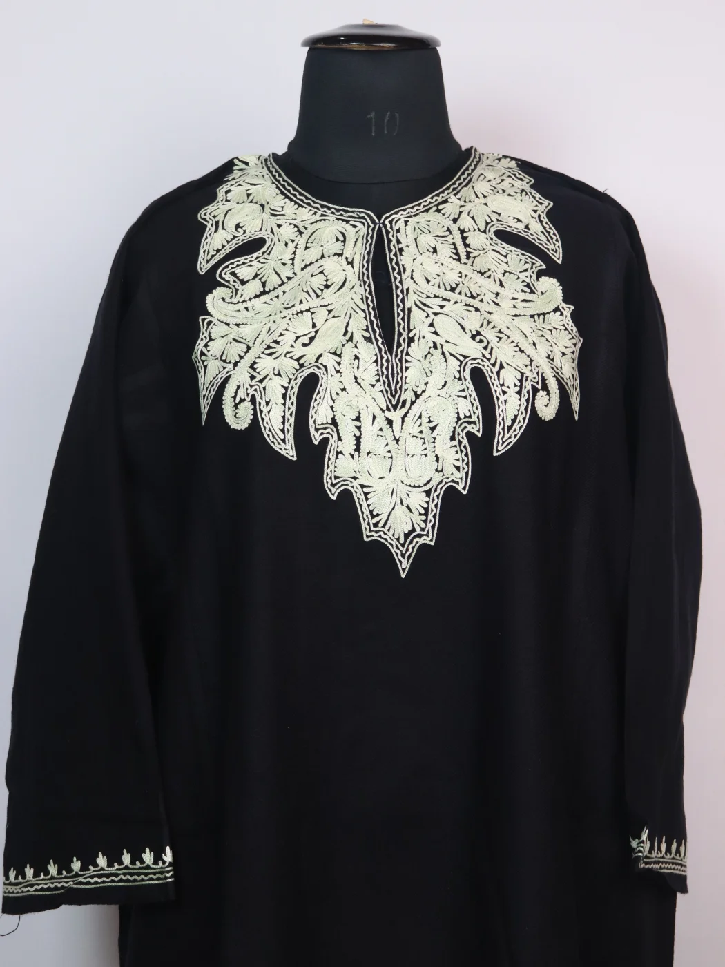 Kashmiri Pheran Insha In Black Cashmilon With Aari Embroidery - Image 2