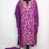 Kashmiri Pheran Set Bazila in Purple Raffal Wool With Half Jaal Aari Embroidery