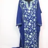Bazila Kashmiri Pheran Set in Blue Raffal Wool With Half Jaal Aari Embroidery
