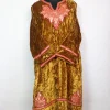 Kashmiri Pheran Ziyaa In Crush Velvet With Tilla Patch | Mustard