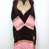 Kashmiri Pheran Ziyaa In Dark Brown Crush Velvet With Tilla Patch