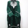 Ziyaa Kashmiri Pheran In Green Crush Velvet With Tilla Patch