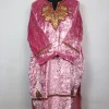 Ziyaa Kashmiri Pheran In Pink Crush Velvet With Tilla Patch