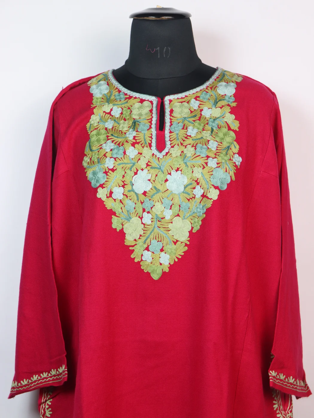 Kashmiri Pheran in Pink Cashmilon with Aari Embroidery | Suhaila - Image 2