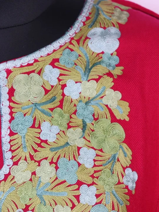 Kashmiri Pheran in Pink Cashmilon with Aari Embroidery | Suhaila - Image 3