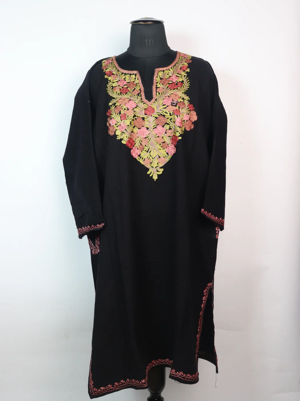 Nusheen Kashmiri Pheran in Black Cashmilon with Aari Embroidery