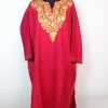 Suzain Kashmiri Pheran with Aari Embroidery in Deep Pink Cashmilon
