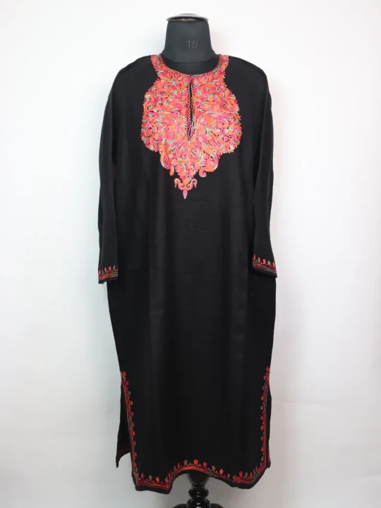 Kashmiri Pheran Shagufta in Black Cashmilon with Aari Embroidery