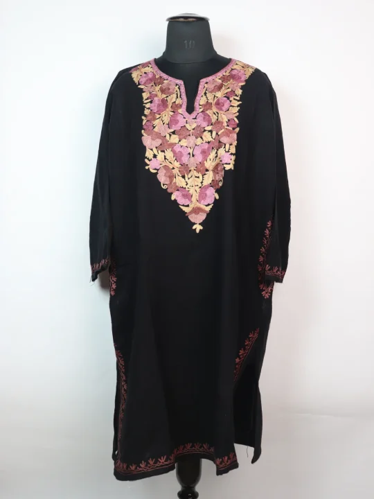 Kashmiri Pheran Suhana in Black Cashmilon with Aari Embroidery