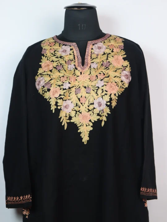 Haneen Kashmiri Pheran in Black Cashmilon with Aari Embroidery - Image 2