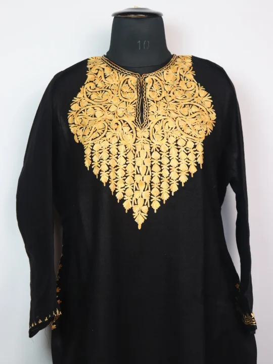 Kashmiri Pheran Aafiya in Black Cashmilon with Aari Embroidery - Image 3