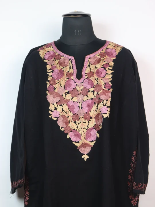 Kashmiri Pheran Suhana in Black Cashmilon with Aari Embroidery - Image 2
